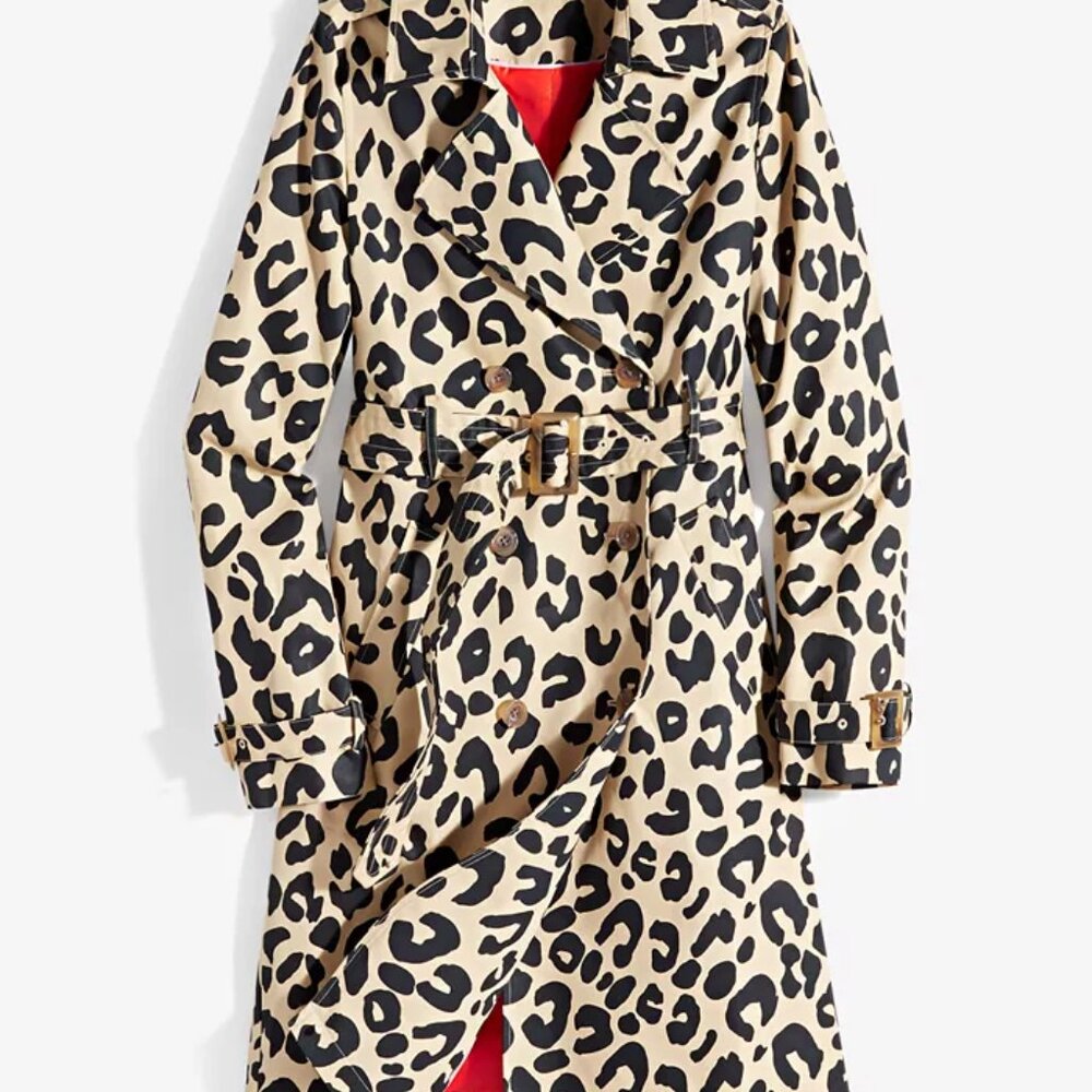 Women's Leopard-Print Classic  Fashionable Trench Coat, On-34th Brand